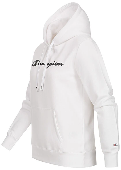 Champion Damen Hoodie Mit 3D Logo Patch Kapuze Tunnelzug & Kängurutasche Weiss 4 Champion Damen Hoodie Mit 3D Logo Patch Kapuze Tunnelzug & Kängurutasche Weiss – Bild 2