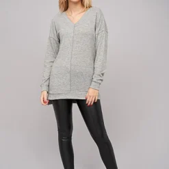 Cloud5ive Damen Oversized Sweater V-Neck Pullover Grau Melange 7 Cloud5ive Damen Oversized Sweater V-Neck Pullover Grau Melange -Vero Moda Verkaufsgeschäft 22106395 2