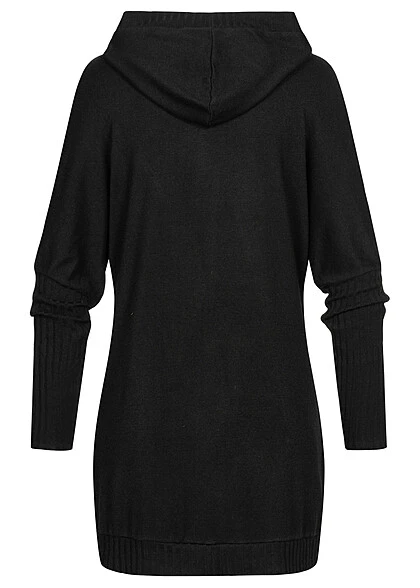 Cloud5ive Damen Cardigan Mit Offenem Schnitt Und Kapuze Schwarz 5 Cloud5ive Damen Cardigan Mit Offenem Schnitt Und Kapuze Schwarz – Bild 3