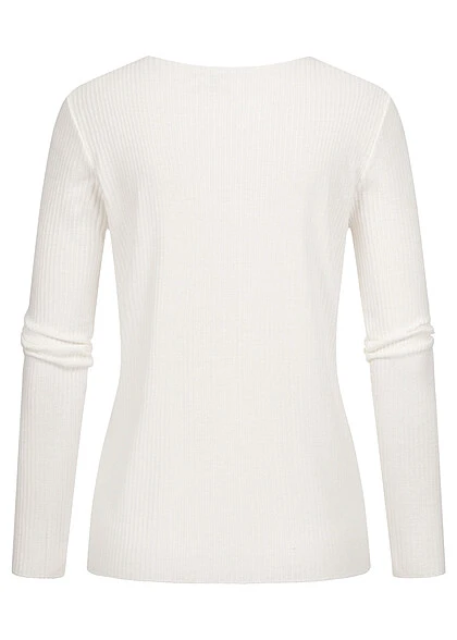 Cloud5ive Damen Langarm Shirt Longsleeve Mit Lurexeinsatz Und V-Neck Panna Cream Weiss 4 Cloud5ive Damen Langarm Shirt Longsleeve Mit Lurexeinsatz Und V-Neck Panna Cream Weiss – Bild 2