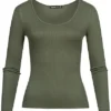 Cloud5ive Damen Langarm Shirt Strukturstoff M. Wellen Am Saum Military Grün -Vero Moda Verkaufsgeschäft 22106456