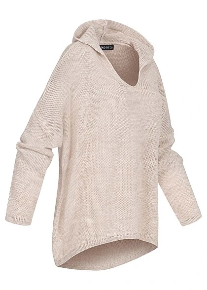 Cloud5ive Damen Oversized Hoodie Mit V-Neck Beige 4 Cloud5ive Damen Oversized Hoodie Mit V-Neck Beige – Bild 2