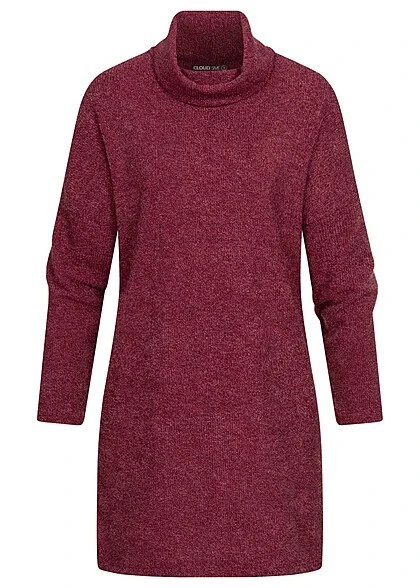 Cloud5ive Damen Longform Sweater Pullover Mit Rollkragen Bordeaux Rot 3 Cloud5ive Damen Longform Sweater Pullover Mit Rollkragen Bordeaux Rot