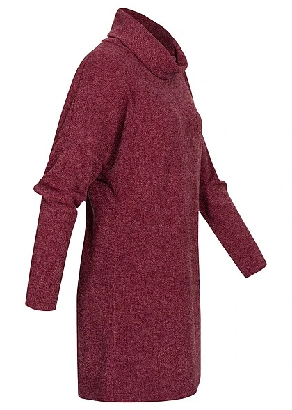 Cloud5ive Damen Longform Sweater Pullover Mit Rollkragen Bordeaux Rot 4 Cloud5ive Damen Longform Sweater Pullover Mit Rollkragen Bordeaux Rot – Bild 2