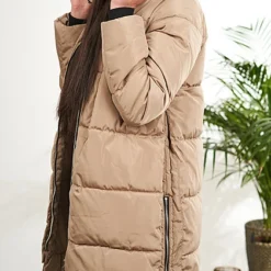 ONLY Damen Langer Winter Puffermantel Steppjacke Kapuze 4-Pockets Crockery Grau Braun 8 ONLY Damen Langer Winter Puffermantel Steppjacke Kapuze 4-Pockets Crockery Grau Braun -Vero Moda Verkaufsgeschäft 22110007 2