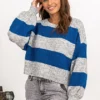 ONLY Damen Strick-Pullover Mit Rundhals Sweater Mit Streifen Hell Grau Blau 1 ONLY Damen Strick-Pullover Mit Rundhals Sweater Mit Streifen Hell Grau Blau -Vero Moda Verkaufsgeschäft 22110022
