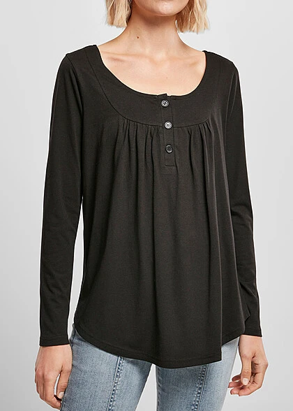 Urban Classics Damen Viskose Longsleeve Mit Knopfleiste Schwarz 3 Urban Classics Damen Viskose Longsleeve Mit Knopfleiste Schwarz