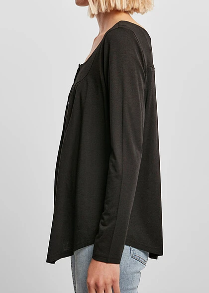 Urban Classics Damen Viskose Longsleeve Mit Knopfleiste Schwarz 4 Urban Classics Damen Viskose Longsleeve Mit Knopfleiste Schwarz – Bild 2