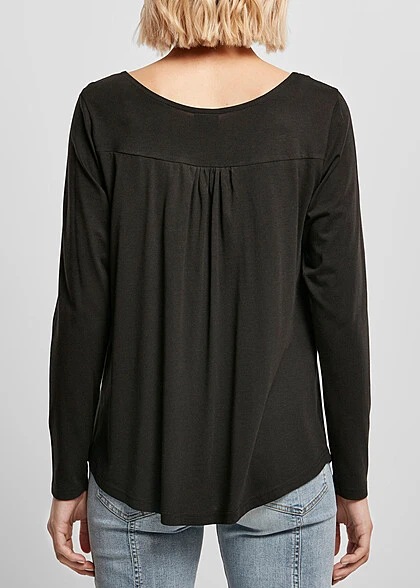 Urban Classics Damen Viskose Longsleeve Mit Knopfleiste Schwarz 5 Urban Classics Damen Viskose Longsleeve Mit Knopfleiste Schwarz – Bild 3