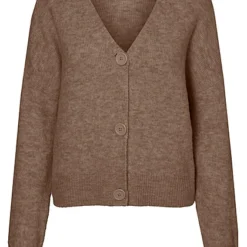 Vero Moda Damen Cardigan Strickjacke Mit Knopfleiste Und V-Neck Aztec Braun