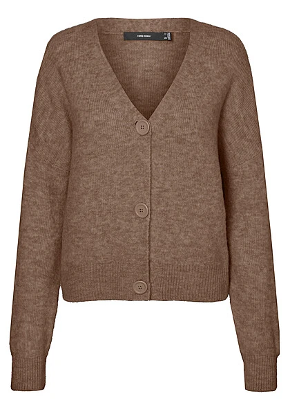 Vero Moda Damen Cardigan Strickjacke Mit Knopfleiste Und V-Neck Aztec Braun 3 Vero Moda Damen Cardigan Strickjacke Mit Knopfleiste Und V-Neck Aztec Braun