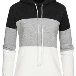 Cloud5ive Damen Colorblock Hoodie Schwarz Grau Weiss