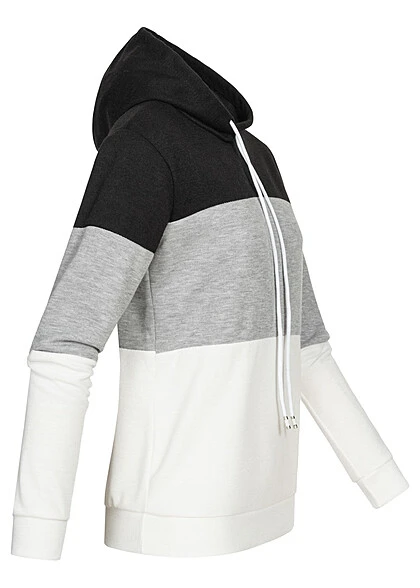 Cloud5ive Damen Colorblock Hoodie Schwarz Grau Weiss 4 Cloud5ive Damen Colorblock Hoodie Schwarz Grau Weiss – Bild 2