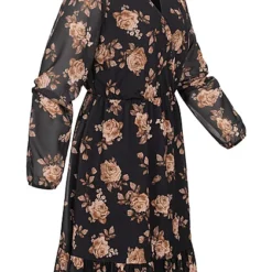 Cloud5ive Damen Chiffon-Kleid Wickeloptik Mit V-Neck Und Flower Print Schwarz Beige 8 Cloud5ive Damen Chiffon-Kleid Wickeloptik Mit V-Neck Und Flower Print Schwarz Beige -Vero Moda Verkaufsgeschäft 22126611 2
