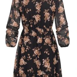 Cloud5ive Damen Chiffon-Kleid Wickeloptik Mit V-Neck Und Flower Print Schwarz Beige 9 Cloud5ive Damen Chiffon-Kleid Wickeloptik Mit V-Neck Und Flower Print Schwarz Beige -Vero Moda Verkaufsgeschäft 22126611 3