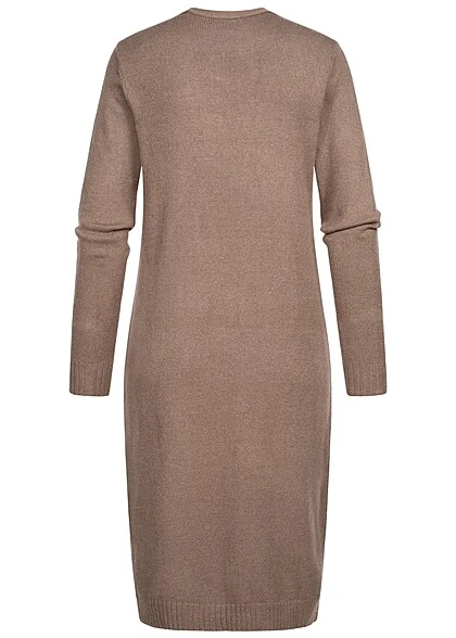 VILA Damen NOOS Longform Cardigan Offener Schnitt 2-Pockets Walnut Braun 5 VILA Damen NOOS Longform Cardigan Offener Schnitt 2-Pockets Walnut Braun – Bild 3