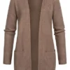 VILA Damen NOOS Midi Cardigan Offener Schnitt 2-Pockets Walnut Braun 1 VILA Damen NOOS Midi Cardigan Offener Schnitt 2-Pockets Walnut Braun -Vero Moda Verkaufsgeschäft 23010009