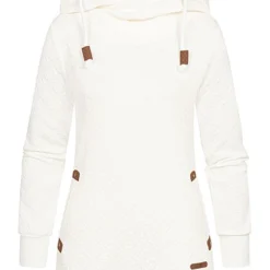Hailys Damen Hoodie Mit 2-Pockets U. Strukturstoff Off Weiss