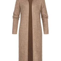 Urban Classics Damen Longform Feather-Strick Cardigan Mit Kapuze Softtaupe Braun