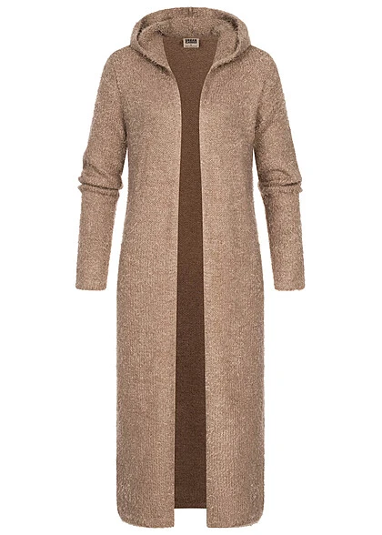 Urban Classics Damen Longform Feather-Strick Cardigan Mit Kapuze Softtaupe Braun 3 Urban Classics Damen Longform Feather-Strick Cardigan Mit Kapuze Softtaupe Braun