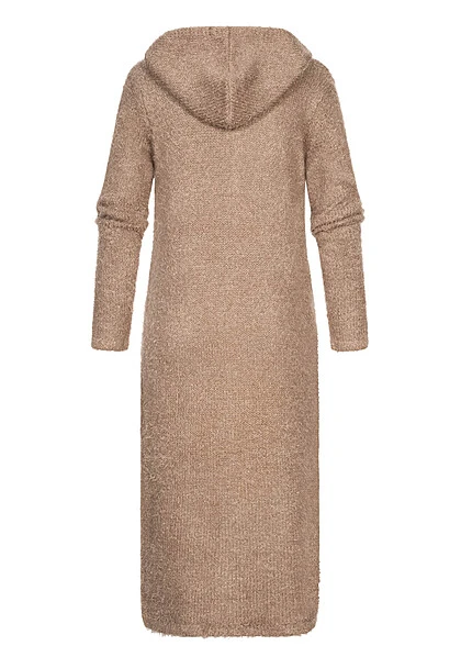 Urban Classics Damen Longform Feather-Strick Cardigan Mit Kapuze Softtaupe Braun 5 Urban Classics Damen Longform Feather-Strick Cardigan Mit Kapuze Softtaupe Braun – Bild 3