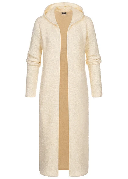Urban Classics Damen Longform Feather-Strick Cardigan Mit Kapuze Whitesand Beige 3 Urban Classics Damen Longform Feather-Strick Cardigan Mit Kapuze Whitesand Beige
