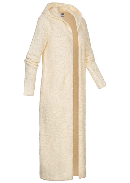 Urban Classics Damen Longform Feather-Strick Cardigan Mit Kapuze Whitesand Beige 4 Urban Classics Damen Longform Feather-Strick Cardigan Mit Kapuze Whitesand Beige – Bild 2