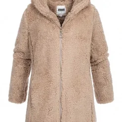 Urban Classics Damen Sherpa Jacke Mit Zipper Und 2-Pockets Softtaupe Braun