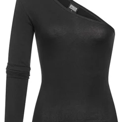 Urban Classics Damen Langarm Shirt Off-Shoulder Longsleeve Schwarz