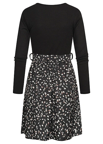 Cloud5ive Damen Langarm Kleid Mit Bindegürtel Strukturstoff Animal Print Schwarz 6 Cloud5ive Damen Langarm Kleid Mit Bindegürtel Strukturstoff Animal Print Schwarz – Bild 4