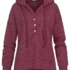 Cloud5ive Damen Hoodie Mit Knopfleiste Und Tunnelzug Bordeaux Rot 1 Cloud5ive Damen Hoodie Mit Knopfleiste Und Tunnelzug Bordeaux Rot -Vero Moda Verkaufsgeschäft 23016617