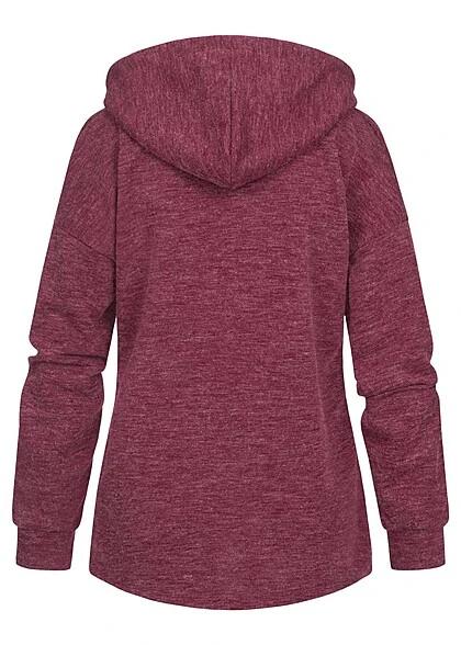 Cloud5ive Damen Hoodie Mit Knopfleiste Und Tunnelzug Bordeaux Rot 5 Cloud5ive Damen Hoodie Mit Knopfleiste Und Tunnelzug Bordeaux Rot – Bild 3
