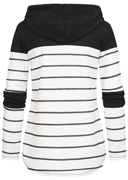 Cloud5ive Damen Hoodie Mit Streifenmuster Schwarz Weiss 5 Cloud5ive Damen Hoodie Mit Streifenmuster Schwarz Weiss – Bild 3
