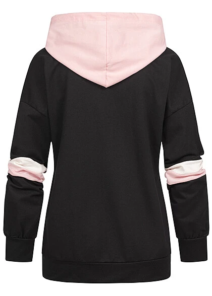 Cloud5ive Damen Hoodie Mit Details In Kontrastfarben Schwarz Weiss Rosa 5 Cloud5ive Damen Hoodie Mit Details In Kontrastfarben Schwarz Weiss Rosa – Bild 3
