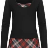 Cloud5ive Damen 2in1 Langarm Top Longsleeve Mit Karomuster Und Seitl. Gerafft Schwarz 2 Cloud5ive Damen 2in1 Langarm Top Longsleeve Mit Karomuster Und Seitl. Gerafft Schwarz -Vero Moda Verkaufsgeschäft 23016638