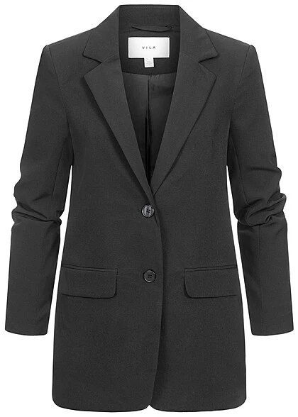 VILA Damen NOOS Klassischer Blazer Mit Knopfverschluss Schwarz 3 VILA Damen NOOS Klassischer Blazer Mit Knopfverschluss Schwarz