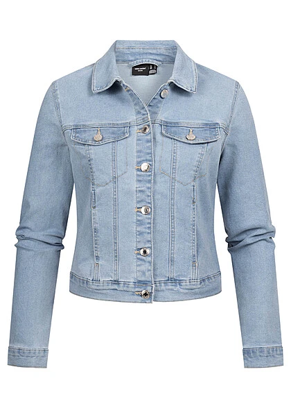 Vero Moda Damen NOOS Jeans Jacke Mit 2-Deko-Brusttaschen U. Knopfleiste Hell Blau Denim 3 Vero Moda Damen NOOS Jeans Jacke Mit 2-Deko-Brusttaschen U. Knopfleiste Hell Blau Denim
