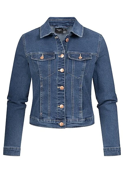 Vero Moda Damen NOOS Jeans Jacke Mit 2-Deko-Brusttaschen U. Knopfleiste Navy Blau Denim 3 Vero Moda Damen NOOS Jeans Jacke Mit 2-Deko-Brusttaschen U. Knopfleiste Navy Blau Denim
