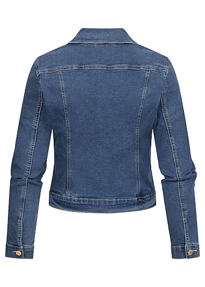 Vero Moda Damen NOOS Jeans Jacke Mit 2-Deko-Brusttaschen U. Knopfleiste Navy Blau Denim 5 Vero Moda Damen NOOS Jeans Jacke Mit 2-Deko-Brusttaschen U. Knopfleiste Navy Blau Denim – Bild 3