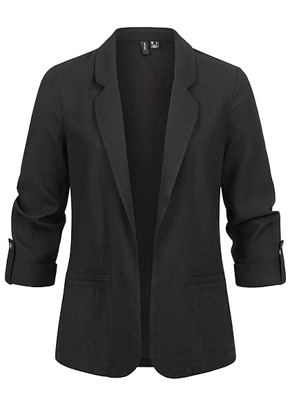 Vero Moda Damen NOOS Blazer Mit Turn-Up Ärmeln Schwarz 3 Vero Moda Damen NOOS Blazer Mit Turn-Up Ärmeln Schwarz