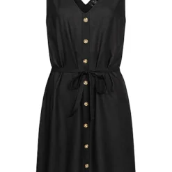 Vero Moda Damen NOOS Viskose Kleid M. V-Neck U. Bindedetail Schwarz