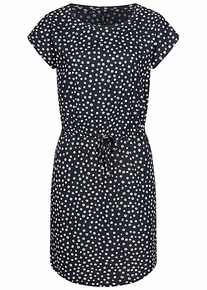 ONLY Damen NOOS Kurzarm Kleid Mit Bindedetail AOP Blumen Night Sky Navy Blau 3 ONLY Damen NOOS Kurzarm Kleid Mit Bindedetail AOP Blumen Night Sky Navy Blau
