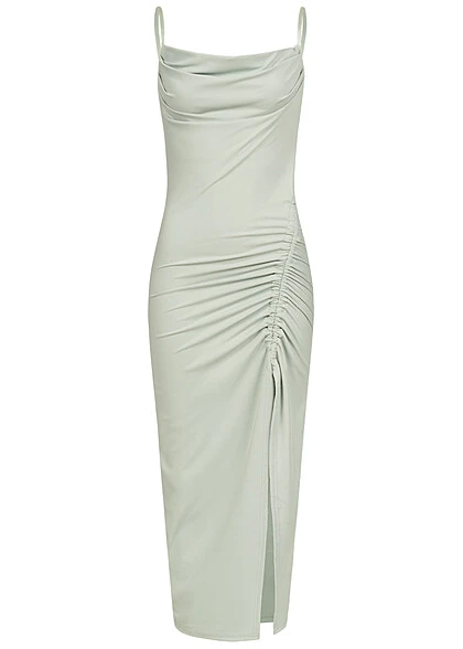 Aiki Damen Abendkleid Mit Rafffung Und Schlitz Seitlich Strukturstoff Jade Grün 3 Aiki Damen Abendkleid Mit Rafffung Und Schlitz Seitlich Strukturstoff Jade Grün