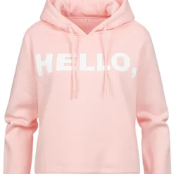 Days Beyond Damen Hoodie Mit Hello Print Pink