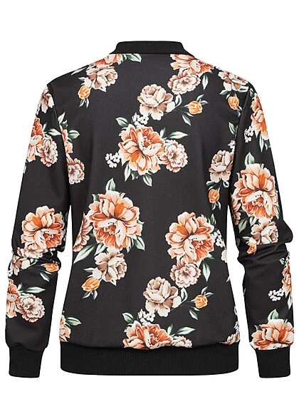 Cloud5ive Damen Blouson Bomberjacke Mit Blumenprint Schwarz 5 Cloud5ive Damen Blouson Bomberjacke Mit Blumenprint Schwarz – Bild 3