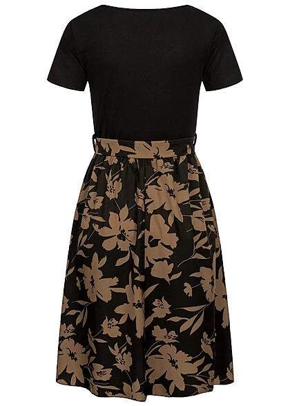 Cloud5ive Damen T-Shirt-Kleid 2-Tone Mit Floralem Print Schwarz 5 Cloud5ive Damen T-Shirt-Kleid 2-Tone Mit Floralem Print Schwarz – Bild 3