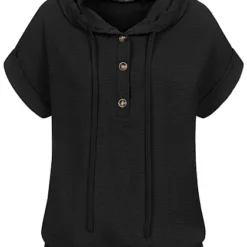 Cloud5ive Damen Kurzarm Hoodie Mit Knopfleiste Und Gummibund Schwarz -Vero Moda Verkaufsgeschäft 23056057 2