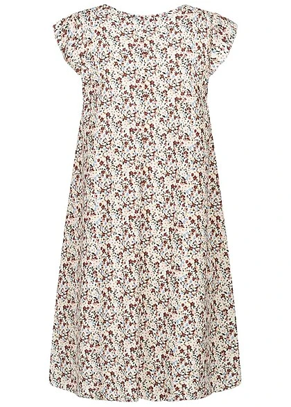 Cloud5ive Damen V-Neck Kleid Mit Flügelärmeln Ditsy Print Weiss Multicolor 5 Cloud5ive Damen V-Neck Kleid Mit Flügelärmeln Ditsy Print Weiss Multicolor – Bild 3