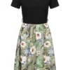 Cloud5ive Damen T-Shirt-Kleid 2-Tone Mit Gürtelschlaufen Botanical Print Schwarz Grün 1 Cloud5ive Damen T-Shirt-Kleid 2-Tone Mit Gürtelschlaufen Botanical Print Schwarz Grün -Vero Moda Verkaufsgeschäft 23066119