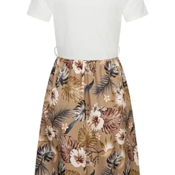 Cloud5ive Damen T-Shirt-Kleid 2-Tone Mit Gürtelschlaufen Botanical Print Weiss Braun 7 Cloud5ive Damen T-Shirt-Kleid 2-Tone Mit Gürtelschlaufen Botanical Print Weiss Braun -Vero Moda Verkaufsgeschäft 23066120 2